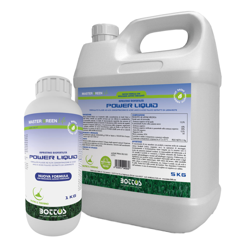 Power Liquid, prodotto liquido pensato per stimolare lo sviluppo radicale e supportare la crescita del tappeto erboso.