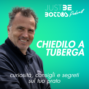 Immagine di copertina della rubrica Bottos “Chiedilo a Tuberga”, dedicata a consigli e approfondimenti sulla cura del tappeto erboso.