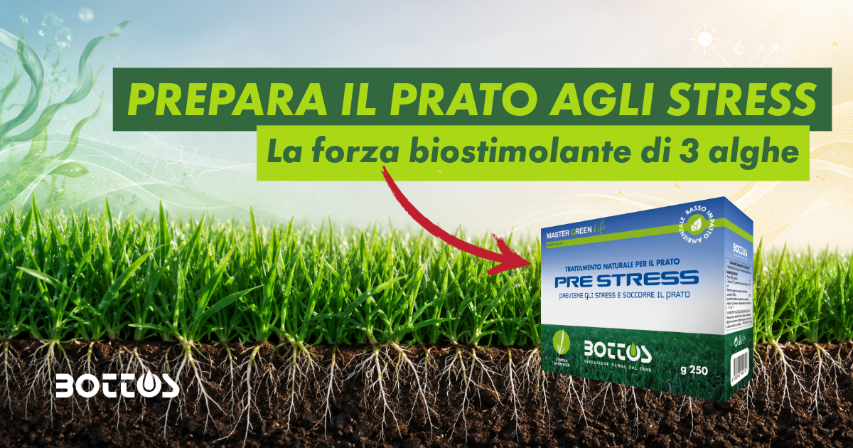 Pre Stress, prodotto pensato per supportare il tappeto erboso nei periodi di stress ambientale.