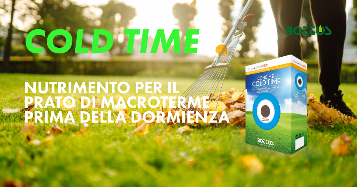 Cold Time, prodotto pensato per supportare il tappeto erboso nei periodi freddi e nelle condizioni di stress invernale.