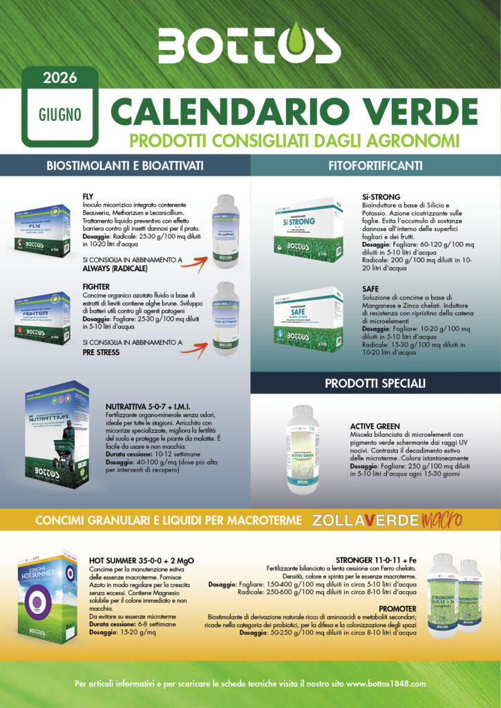 Calendario Verde Bottos di maggio con consigli per il prato