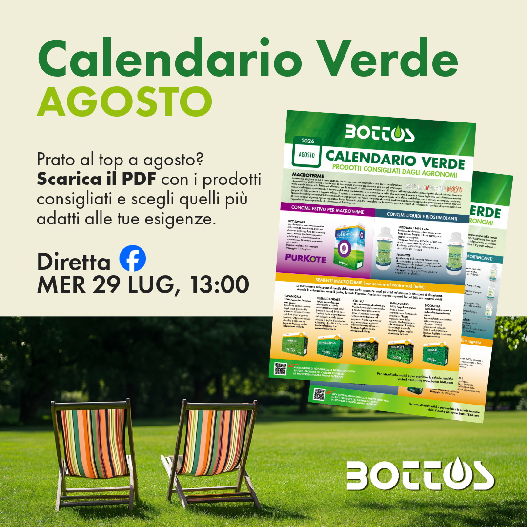 Prato verde ad agosto durante gli interventi di manutenzione estiva